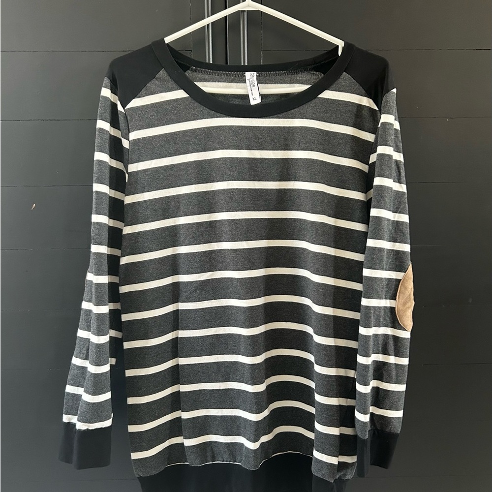 Striped Black and Gray Women's Sweatshirt